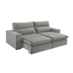 Sofá 3 Lugares Retrátil e Reclinável Free Veludo Cinza Prateado 230 cm