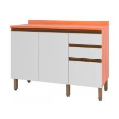 Balcão Macadâmia 120cm com Tampo 2 Portas 3 Gavetas 914103 Telasul, Fr