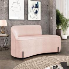 Sofá 2 Lugares Orgânico 140cm Pé Ferro Preto Morgan Bouclê Rosê - D Ro
