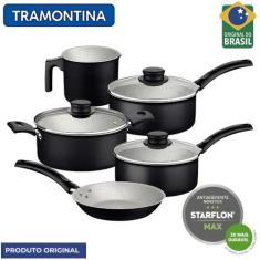 Jogo de Panelas Tramontina Antiaderente Turim 5 Peças, Preto