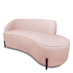 Sofá 4 Lugares Orgânico 220cm Pé Ferro Preto Morgan Bouclê Rosê D03 - D'rossi