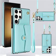 Estojo de couro flip para Samsung Galaxy S23 Ultra S22 Plus S21 FE S20 S10 S9 Note 20 10 A73 A53 A13 Capa para cartão carteira, verde, para Samsung S23 Ultra