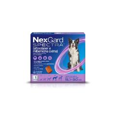 NexGard Spectra Antipulgas e Carrapatos e Vermífugo para Cães de 15,1 a 30kg - 1 tablete