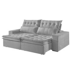 Sofá 3 Lugares Retrátil E Reclinável Martins M-118 Veludo Cinza