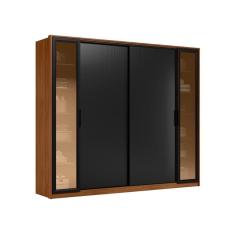 Guarda-roupas Casal Com Espelho 3 Portas Multimóveis Cr35205 Nogueira preto