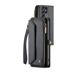 Capa carteira crossbody para Samsung Galaxy S24 S23 S21 S20 FE S22 Ultra Plus A54 A53 A52S A52 A34 A33 A25 A23 A22 A14, preta, para Galaxy S20 Plus