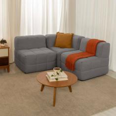 sofá guldi popup com 2 módulos centrais e canto linho cinza