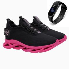 Tênis Feminino Esporte Caminhada Academia Treino Leve Conforto + Relógio-Feminino