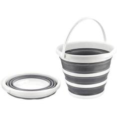 Balde Retratil 10L Branco Com Cinza Nobre