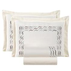 Conjunto Lencol Casal Queen Size Safira 04 Pçs 100%Algodao - Jm Enxova