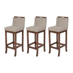 Kit 3 Banqueta Baixa em Madeira Maciça - CCS Interiores