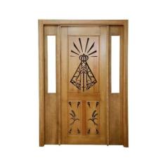 Portal Madeira Maciça Vitrô Duplo Santa Entalhada Completa 143x213x16c