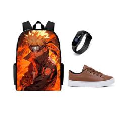 Conjunto Escolar Masculino Mochila Estampada Mais Tenis casual E Relog