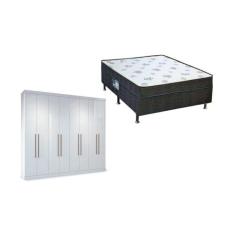 Cama Box Conjugado Casal Union Ortobom + Guarda Roupa Master Vip 8.4 B