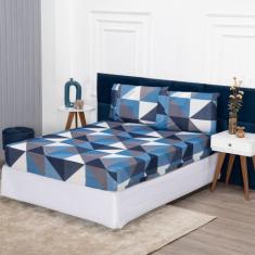 Lençol De Elástico Queen Malha Estampada Resistente Para Dia a Dia Avu