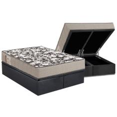 Conjunto Box Baú Queen: Colchão Molas Ortobom D26 Physical Ultra Resistente + Base Crc Suede Gray (158x198)