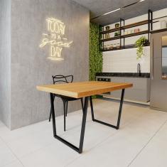 Mesa Industrial para Área Gourmet Madeira Maciça Lanna com Ferragem 1,30m Preto