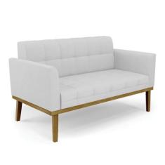 Sofá Namoradeira 2 Lugares Base De Madeira Castanho Elisa Linho D03 - 