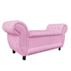 Recamier Baú Londres 1,20 M Suede Rosa Bebê - DROSSI
