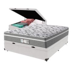 Cama Box Baú Branco e Colchão Evolution Molas Ensacadas Viúvo Probel