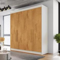 Guarda Roupa Solteiro 4 Portas 3 Gavetas - Nantes-Off White/Peroba - M