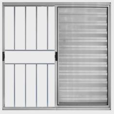 Janela de Alumínio Veneziana 100x100cm 3 Folhas Grade Hale Esquadrias