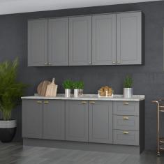 Cozinha Compacta 4 Peças Emily Espresso Móveis Cinza/calcare