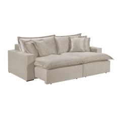 Sofá 5 Lugares Retrátil Encosto Fixo M-145 Veludo Martins Creme