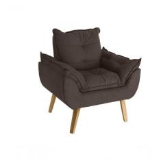 Poltrona/cadeira Decorativa Glamour Opala Com Pés Quadrado Marrom - SM