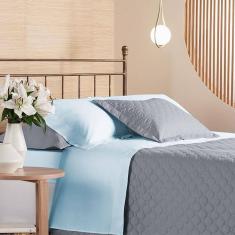 Jogo De Cama Queen 200 Fios Privilege Andreza Azul Petroleo