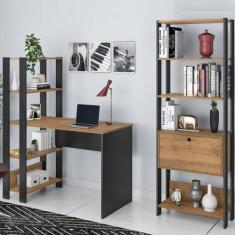 Conjunto 2 Peças Escrivaninha Match e Estante Industrial - Espresso Mó