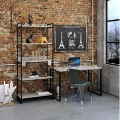 Conjunto 2 Peças com 1 Escrivaninha e 1 Estante 5 Prateleiras Kuadra I