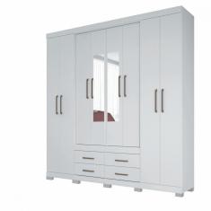 Guarda Roupa Casal Napoles MDP com Espelho Branco Santos Andirá