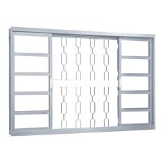 Janela de Correr Aço 4 Folhas com Grade Elo MGM Minas Sul 120cmx150cm Vidro Liso Incolor