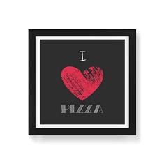 Arte Maníacos Quadro Decorativo I Love Pizza - 50x50cm (Moldura em laca preta)