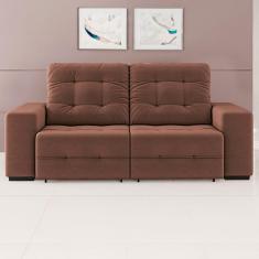 Sofá 3 Lugares Linoforte Bonno com 200 cm de Largura, Retrátil e Reclinável, Revestido em Tecido Suede