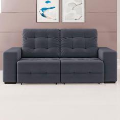 Sofá 3 Lugares Linoforte Bonno com 200 cm de Largura, Retrátil e Reclinável, Revestido em Tecido Suede