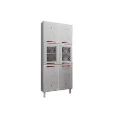 Módulo Cozinha Telasul Mirage New Paneleiro Aço 6 Portas C-2vidro 80cm Branco-telasul