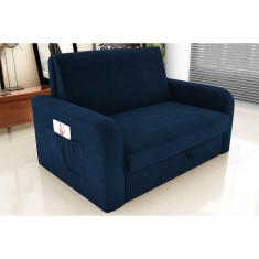 Sofá Cama Daiane Suede Azul B254 - Matrix