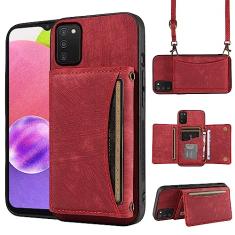 Capa de telefone para Samsung Galaxy A03s versão EUA 5G 2022 capa carteira com alça de ombro transversal e porta-cartão de crédito de couro bolso fino suporte acessórios para celular Ao3s A 03s