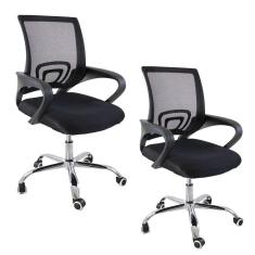 Kit 2 Cadeiras De Escritório Begonia Tela Mesh Ergonômico Preto