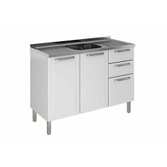 Balcão Cozinhas Itatiaia Tarsila - 3 Portas e 2 Gavetas c/ entrada para Pia - Branco