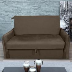 Sofá Cama Com Baú 2 Lugares Ethan Veludo Marrom