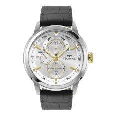 Relógio Technos Prateado Masculino Couro Grandtech 6P57AF/0K