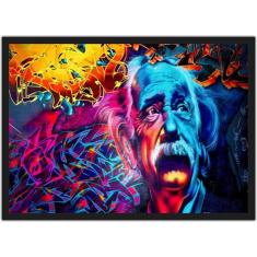 Quadro Decorativo Ciências Albert Einstein Físico Decoração Com Moldur