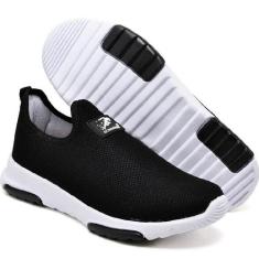 Tenis Feminino 151 Schenker Nylon Calce Fácil Casual Conforto, Preto, 