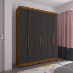 Guarda Roupa Casal 6 Portas com Pés Gênova Luciane Móveis, Freijó