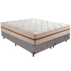 Cama Box Cinza E Colchão Classic 26 Cm Molas Ensacadas King Anjos