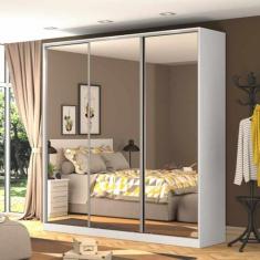 Guarda Roupa Casal com Espelho 3 Portas de Correr RC3003 Linha Roupeir