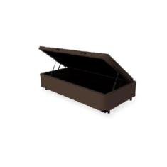 Cama Box Baú Solteiro Blindado Sintético Marrom